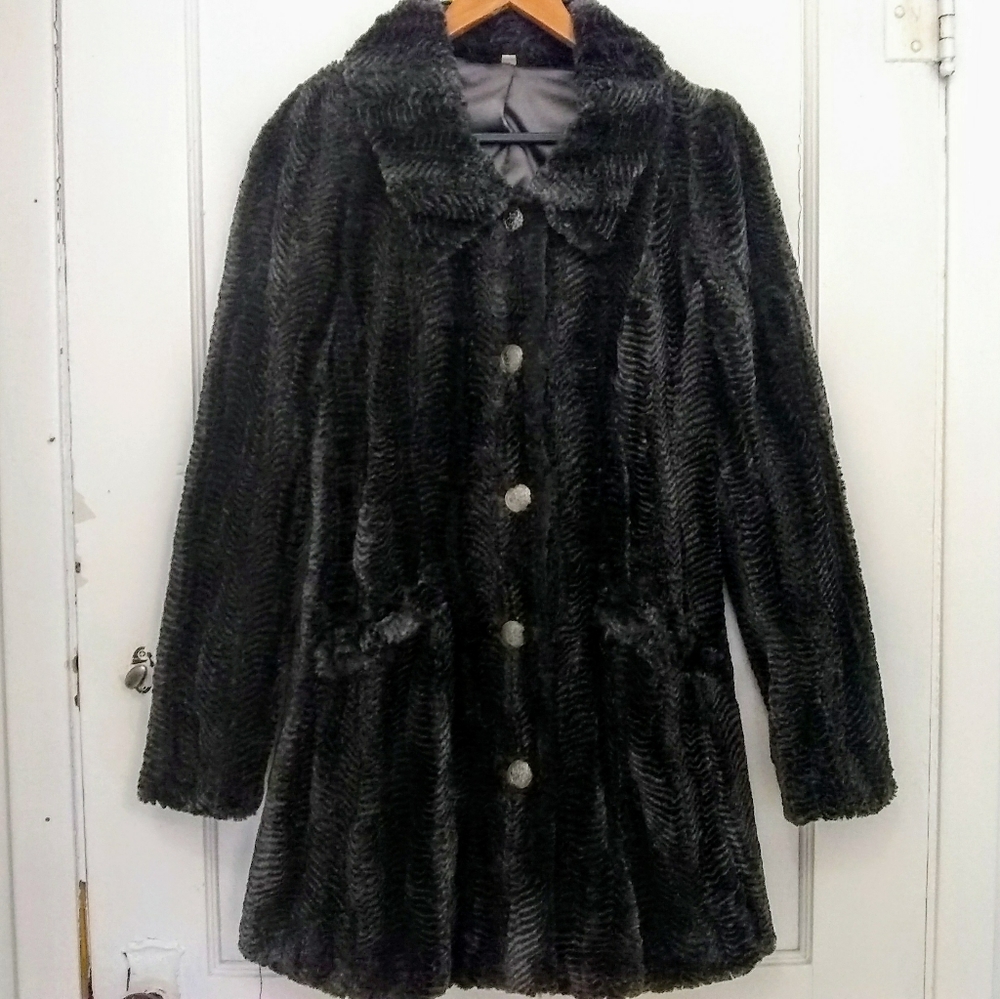 Free People Faux Fur Long Teddy Bear Swing Coat